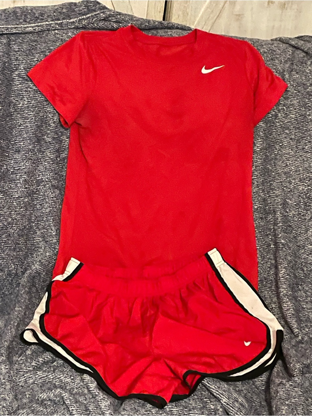 Nike Red Athletic Shorts with White Trim